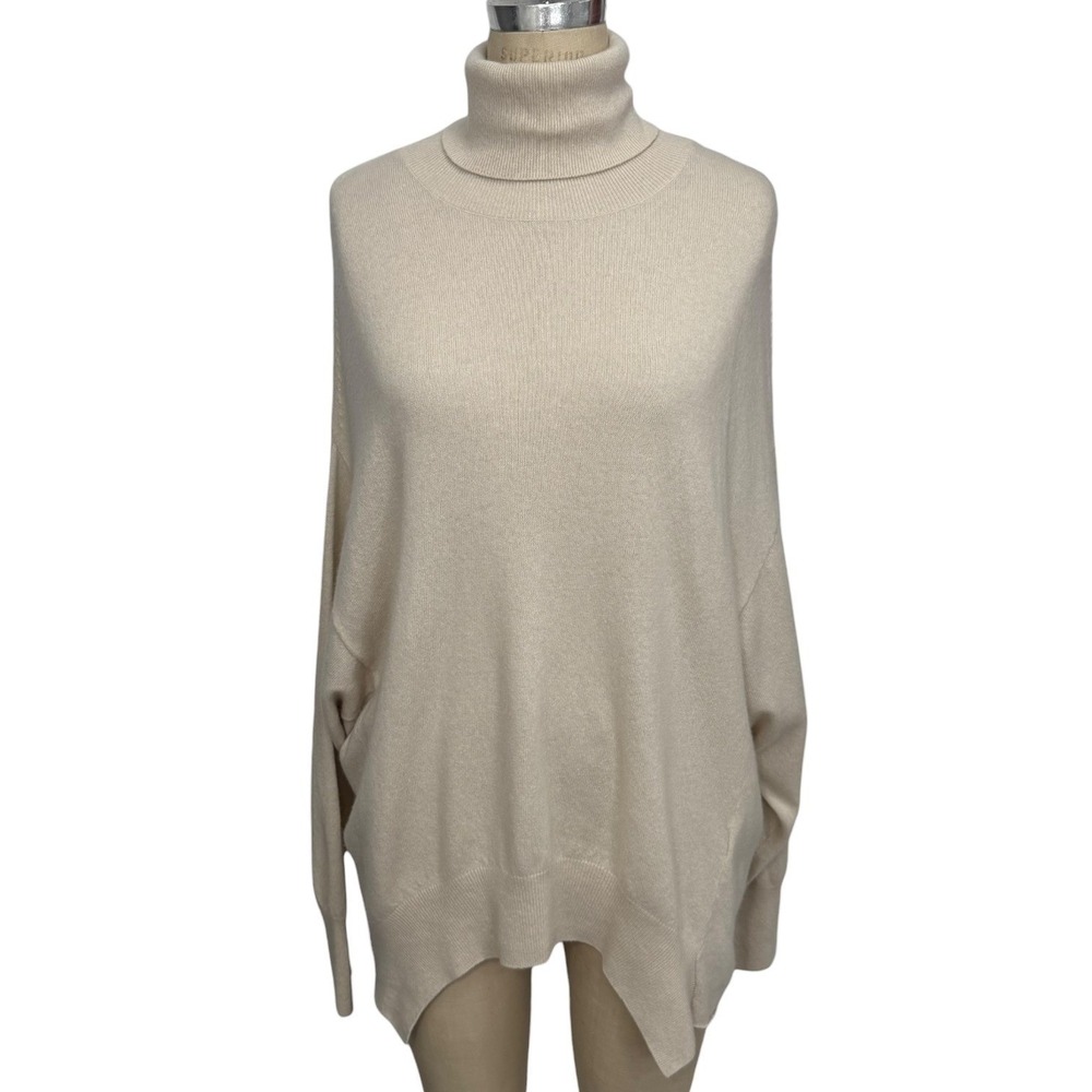 Nude Brand Knit Turtleneck Sweater Oversized Italian 46 XL Wool Cashmere Blend